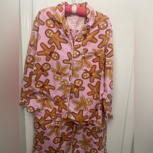 💖🍪🎀 VS Gingerbread Print PJ Set Pink – Size S 🎄✨